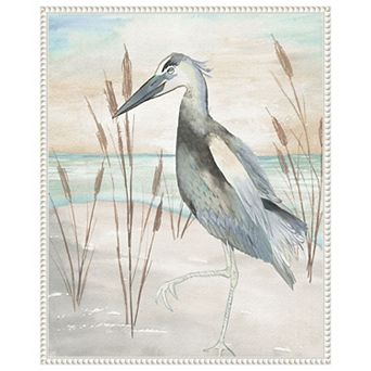 Heron By Beach Grass Ii By Elizabeth Medley Framed Canvas Wall Art Print