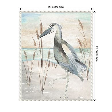 Heron By Beach Grass Ii By Elizabeth Medley Framed Canvas Wall Art Print