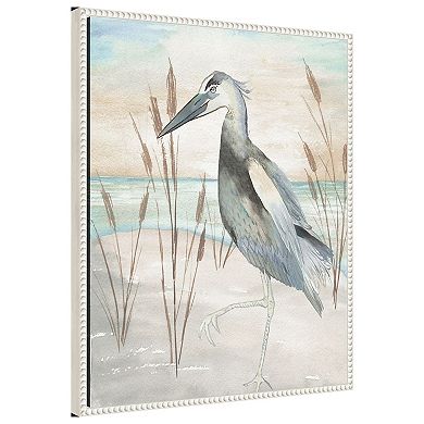 Heron By Beach Grass Ii By Elizabeth Medley Framed Canvas Wall Art Print