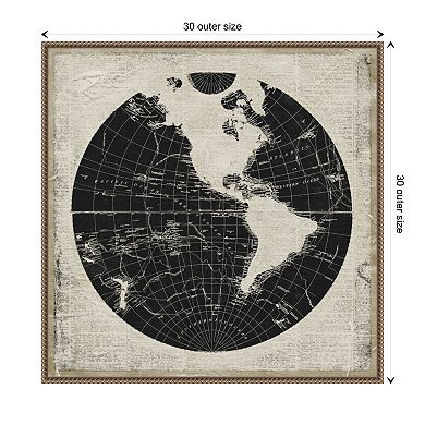 World News Map I By Elizabeth Medley Framed Canvas Wall Art Print