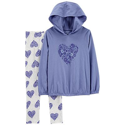 Girls 4-8 Carter's Heart Hooded Tee Leggings Set