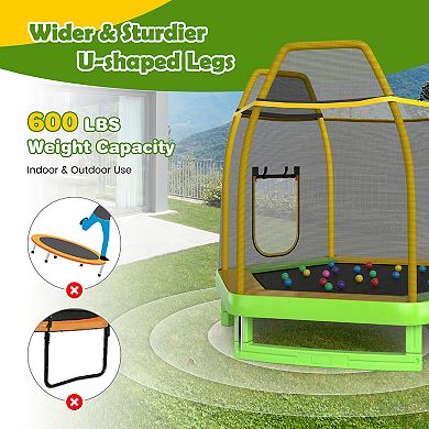 7 Feet Trampoline with Ladder and Slide for Indoor and Outdoor