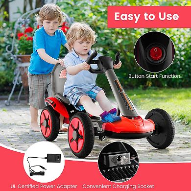 Pedal Powered 4-wheel Toy Car With Adjustable Steering Wheel And Seat