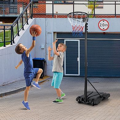 8.5 To 10 Ft Adjustable Portable Basketball Hoop Stand With Fillable Base And 2 Wheels