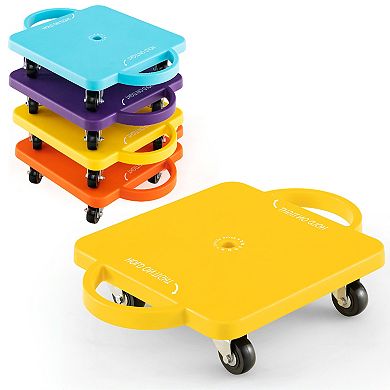 Kids Sitting Scooter Board With Handles And Rolling Casters-4 Pack