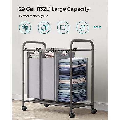 3-section Laundry Hamper With Lockable Wheels