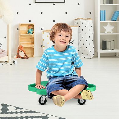 4 Pieces Kids Sitting Scooter Set With Handles And Non-marring Universal Casters-multicolor
