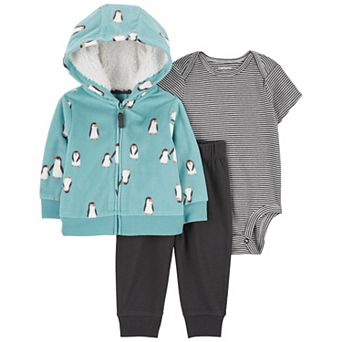 Baby Boy Carter's Penguin 3 pc Fleece Hoodie Set