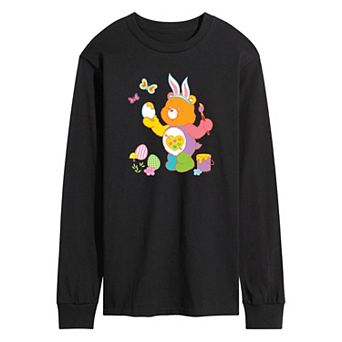 Men's Care Bears Painting Easter Eggs Long Sleeve Graphic Tee