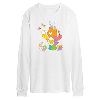 Men's Care Bears Painting Easter Eggs Long Sleeve Graphic Tee