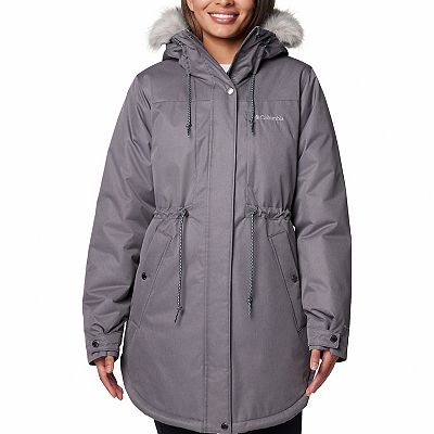 Women s Columbia Suttle Mountain II Mid Insulated Parka Jacket Size XL City Gray