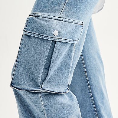 Juniors' Tinseltown Drawstring Wide Leg Cargo Pants