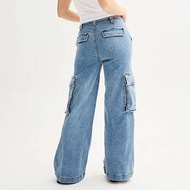 Juniors' Tinseltown Drawstring Wide Leg Cargo Pants