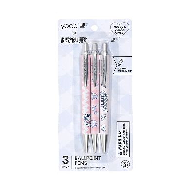 Yoobi Pink Snoopy Ballpoint Pen 3-pk.