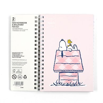Yoobi Pink Mini Snoopy Doghouse Spiral Notebook With Pen