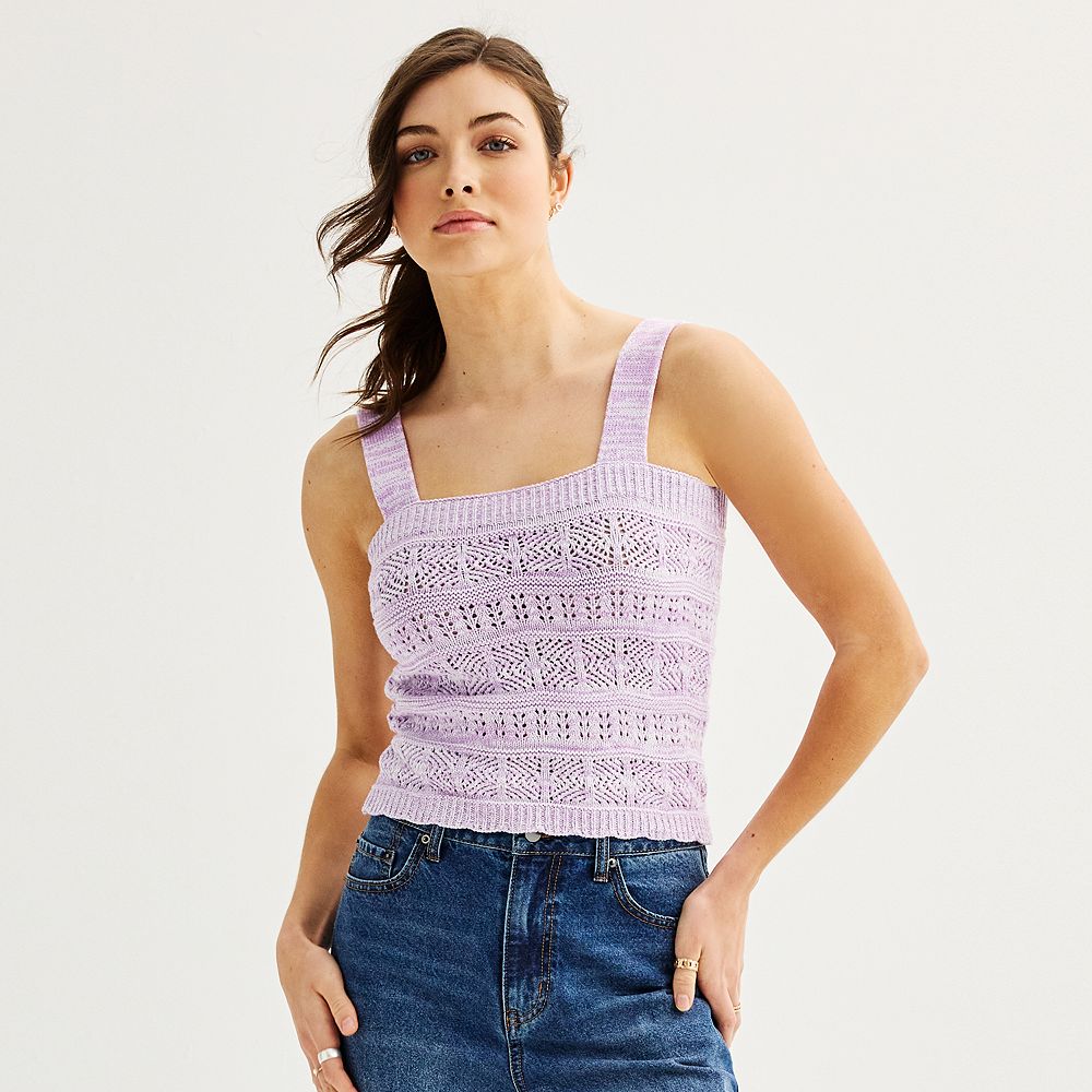 KatieJ Marina Solid Pointelle Tank Top