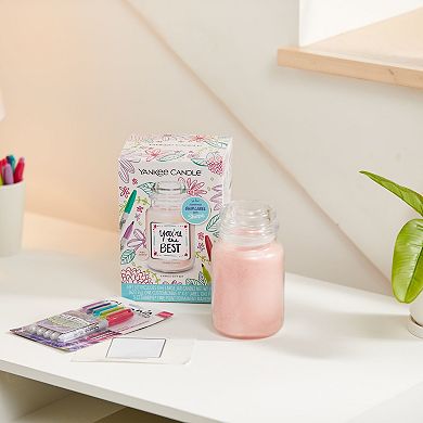 Yankee Candle x Sharpie Scented Candle, Cosmic Color Permanent Markers & Customizable Candle Label Gift Set