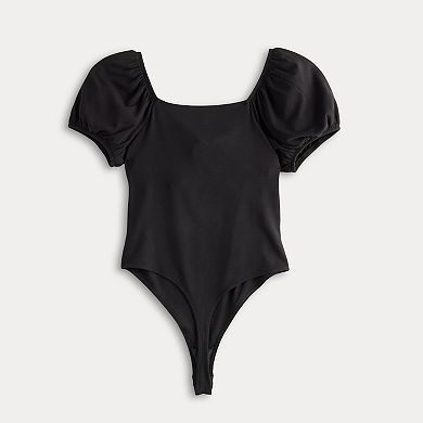 Women's LC Lauren Conrad Puff Sleeve Tie Front Bodysuit