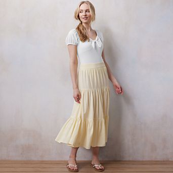 Women's LC Lauren Conrad Puff Sleeve Tie Front Bodysuit