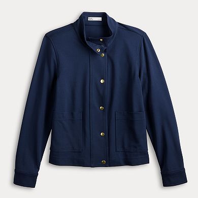 Women's Croft & Barrow Button Snap Long Sleeve Ponte Jacket