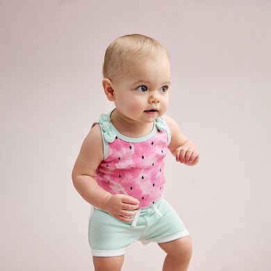 Baby Girl Jumping Beans Printed Tie Shoulder Tank Bodysuit