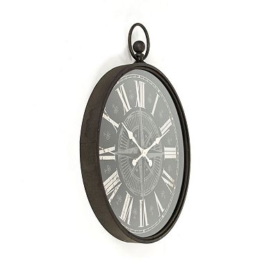 37" Black and White Vintage Roman Numeral Wall Clock