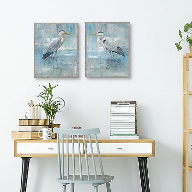 Blue Heron III/IV Framed Canvas Wall Art 2-piece Set