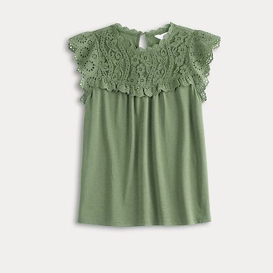 Women's LC Lauren Conrad Mixed Media Flutter Tank Top