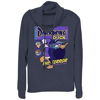 Juniors' Darkwing Duck Comic Cover Cowlneck Graphic Lightweight Long Sleeve