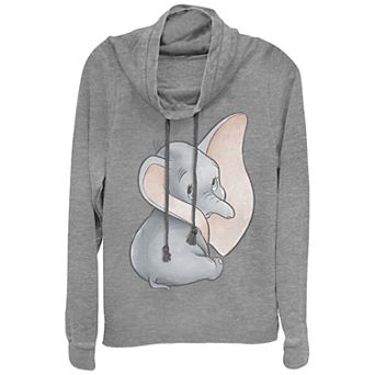 Juniors' Dumbo Profile Portrait Cowlneck Graphic Lightweight Long Sleeve