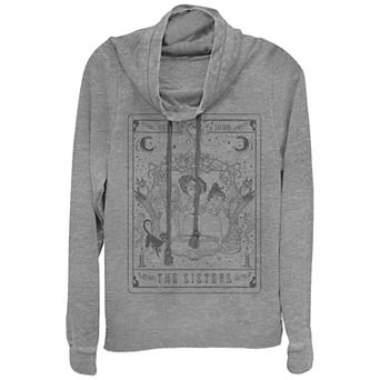 Disney's Hocus Pocus The Sisters Tarot Card Juniors' Cowlneck Graphic Lightweight Long Sleeve