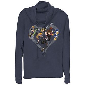 Juniors' Kingdom Hearts Team In Action Cowlneck Graphic Lightweight Long Sleeve