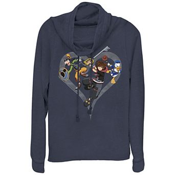 Juniors' Kingdom Hearts Team In Action Cowlneck Graphic Lightweight Long Sleeve