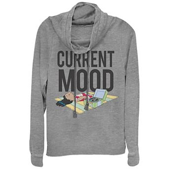 Juniors' Lilo & Stitch Current Mood Lilo Cowlneck Graphic Lightweight Long Sleeve