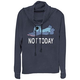 Juniors' Lilo & Stitch Not Today Cowlneck Graphic Lightweight Long Sleeve