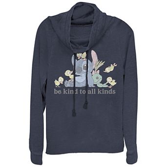 Disney's Lilo & Stitch Be Kind To All Kinds Junior's Cowlneck Graphic Lightweight Long Sleeve