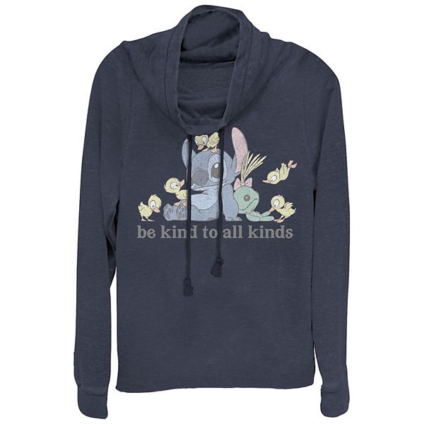 Disney's Lilo & Stitch Be Kind To All Kinds Junior's Cowlneck Graphic ...