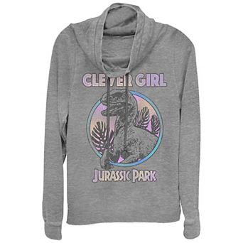 Juniors' Jurassic World Clever Girl Cowlneck Graphic Lightweight Long Sleeve
