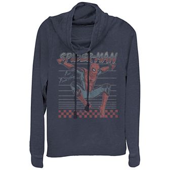 Juniors' Spider-Man Far From Home Cowlneck Graphic Lightweight Long Sleeve