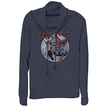 Juniors' Spider-Man Retro Stamp Cowlneck Graphic Lightweight Long Sleeve