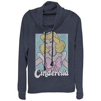 Disney's Cinderella Pink Dress Portrait Juniors' Cowlneck Graphic Lightweight Long Sleeve