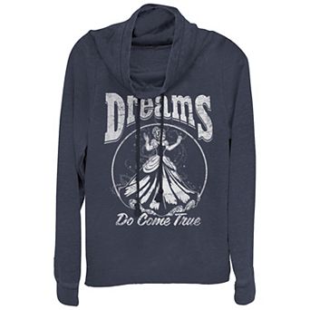 Disney's Cinderella Dreams Do Come True Juniors' Cowlneck Graphic Lightweight Long Sleeve