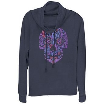 Disney / Pixar's Coco Día De Muertos Skull Juniors' Cowlneck Graphic Lightweight Long Sleeve