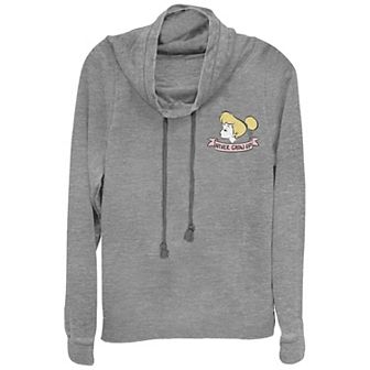 Disney's Tinker Bell Profile Never Grow Up Juniors' Cowlneck Graphic Lightweight Long Sleeve