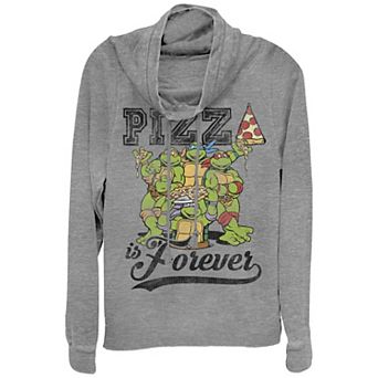 Juniors' Graphic Teenage Mutant Ninja Turtles Pizza Is Forever Cowlneck Graphic Lightweight Long Sleeve