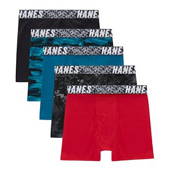 Boys 4-20 Hanes® 5 Pack Moves Ultimate Performance Stretch Moisture Wicking Boxer Briefs Underwear