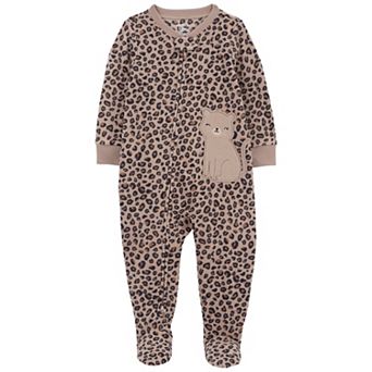 Baby & Toddler Girl Carter's 1 pc Cheetah Print Fleece Footed Pajamas