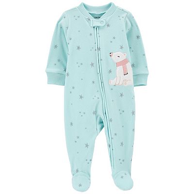 Baby Girl Carter s Polar Bear Fleece Zip Up Footie Sleep Play