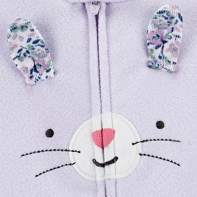 Baby Girl Carter's Bunny Fleece Zip-Up Footie Sleep & Play