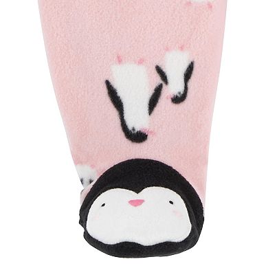 Baby Girl Carter's Penguin Fleece Zip-Up Footie Sleep & Play